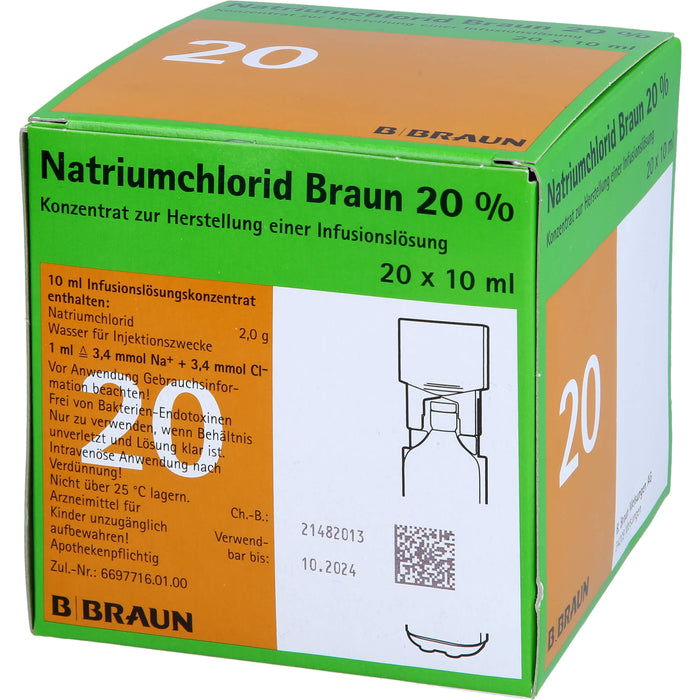 B. Braun Natriumchlorid 20 % Infusionslösungskonzentrat, 20 St. Einzeldosisbehältnisse
