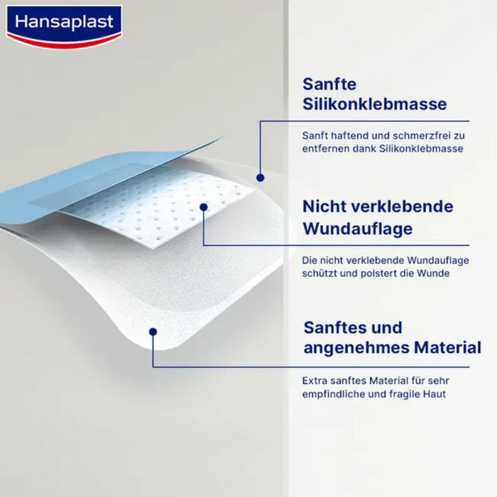 Hansaplast Wundverband Ultra Sensitive 5 x 7,2 cm XL für sehr empfindliche Haut, 5 pc Pansement