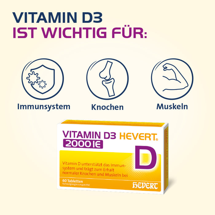 Vitamin D3 Hevert 2000 IE, 60 pc Tablettes
