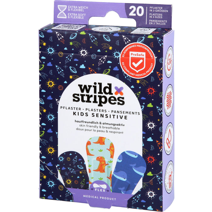 Wild Stripes Kids Sensitive Pflaster Space hautfreundlich und atmungsaktiv, 20 St. Pflaster