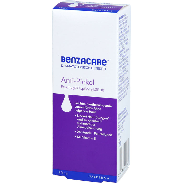 BENZACARE Anti-Pickel Feuchtigkeitspflege LSF 30, 50 ml Cream
