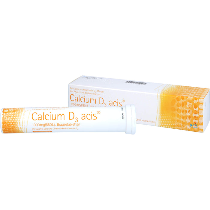 Acis Calcium D3 1000 mg/880 I.E. Brausetabletten mit Orangengeschmack, 20 St. Tabletten