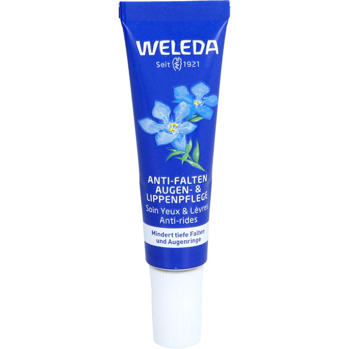 WELEDA Anti-Falten Augen- & Lippenpflege Blauer Enzian & Edelweiss mindert tiefe Falten & Augenringe, 10 ml Crème