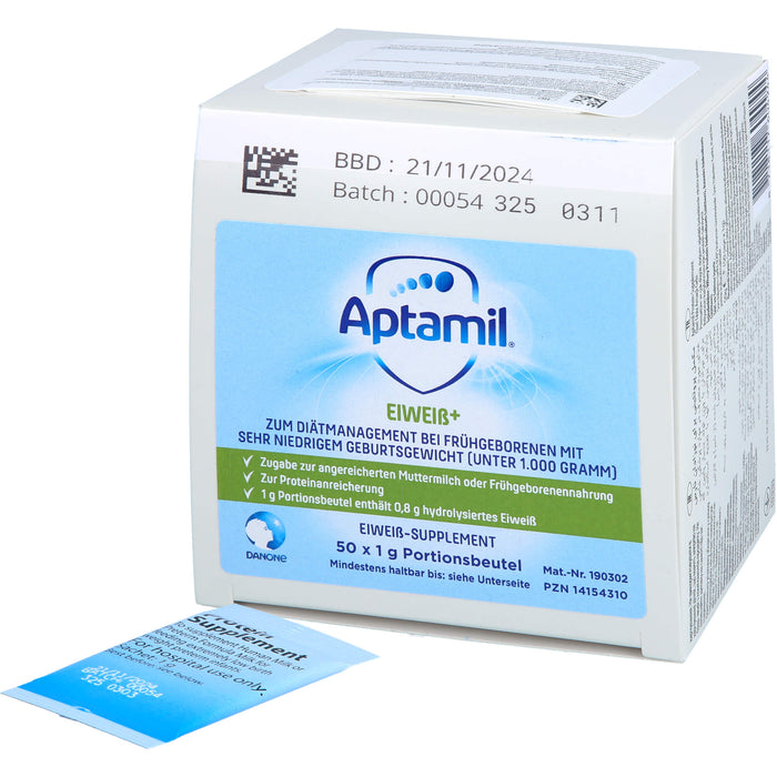 Aptamil Eiweiß+ Eiweißsupplement für Frühgeborenen mit sehr niedrigem Geburtsgewicht unter 1.000 g, 50 g Poudre
