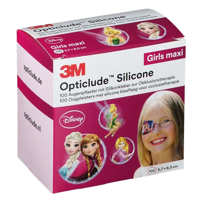3M Opticlude Silicone Augenpflaster mit Silikonkleber zur Okklusionstherapie Disney Girls Maxi 5,7 x 8 cm, 100 St. Pflaster