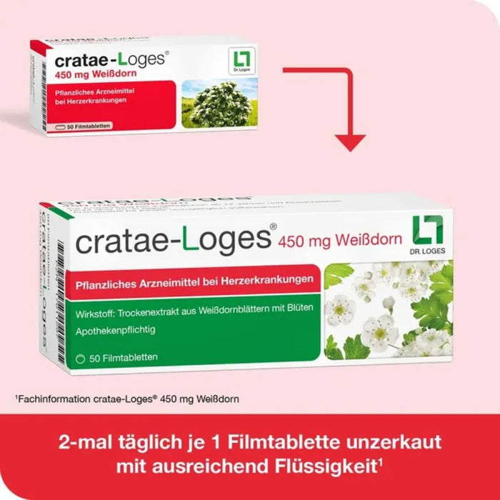 Cratae-Loges 450 mg Weißdorn Filmtabletten bei Herzerkrankungen, 100 St. Tabletten