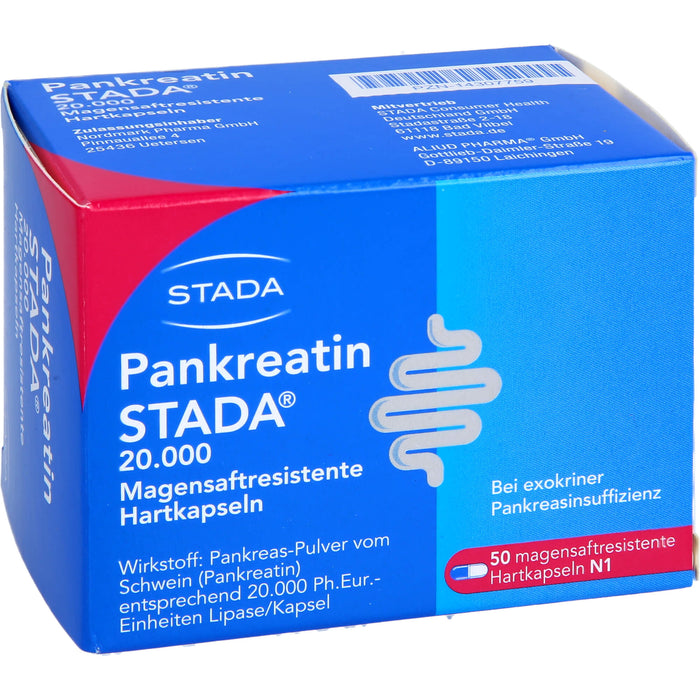 Pankreatin STADA 20.000 Hartkapseln bei exokriner Pankreasinsuffizienz, 50 St. Kapseln