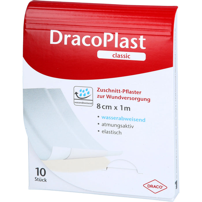 DracoPlast  Classic Pflaster 8 cm x 1 m weiß wasserabweisend und zuschneidbar, 1 pc Pansement