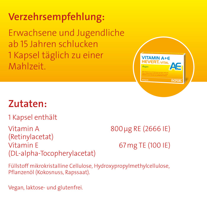 Vitamin A+E Hevert Vital, 60 pc Capsules