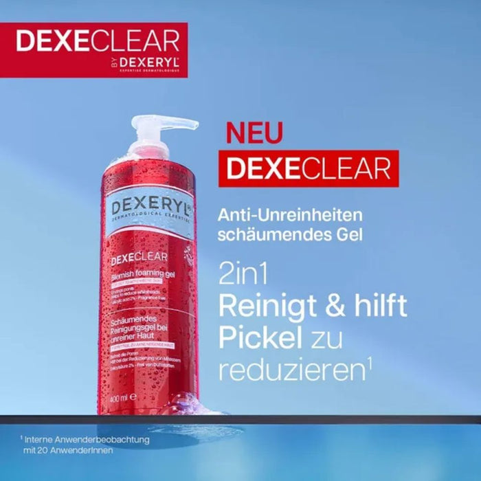 DEXECLEAR schäumendes Reinigungsgel bei unreiner Haut, 200 ml Gel
