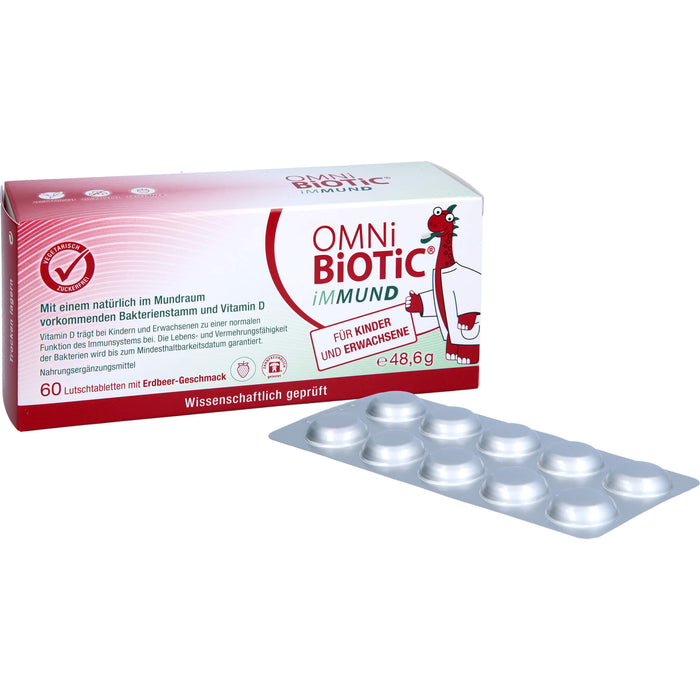 OMNi-BiOTiC iMMUND Lutschtabletten mit Erdbeergeschmack für Kinder und Erwachsene, 60 pcs. Tablets