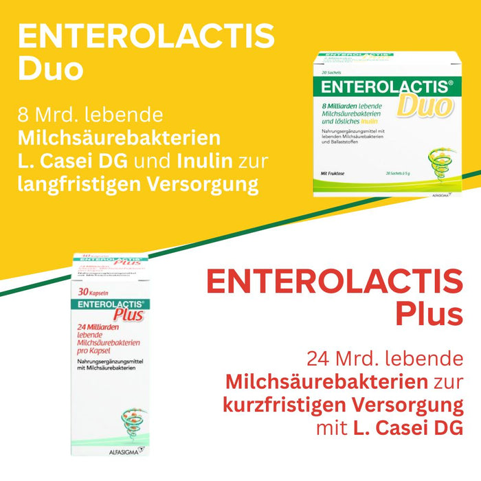 Enterolactis Duo - natürliche Versorgung der Darmflora und des Darmmikrobioms mit L. Casei DG & Inulin - laktosefrei & glutenfrei, 20 pc Sachets