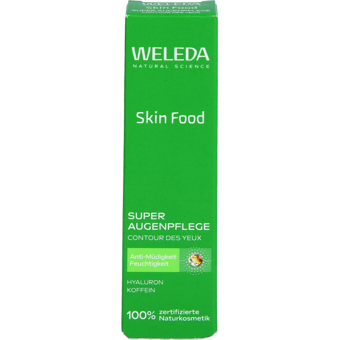WELEDA Skin Food Super Augenpflege Creme mit Koffein und Hyaluronsäure, reduziert Augenringe und Schwellungen, 12 ml Creme