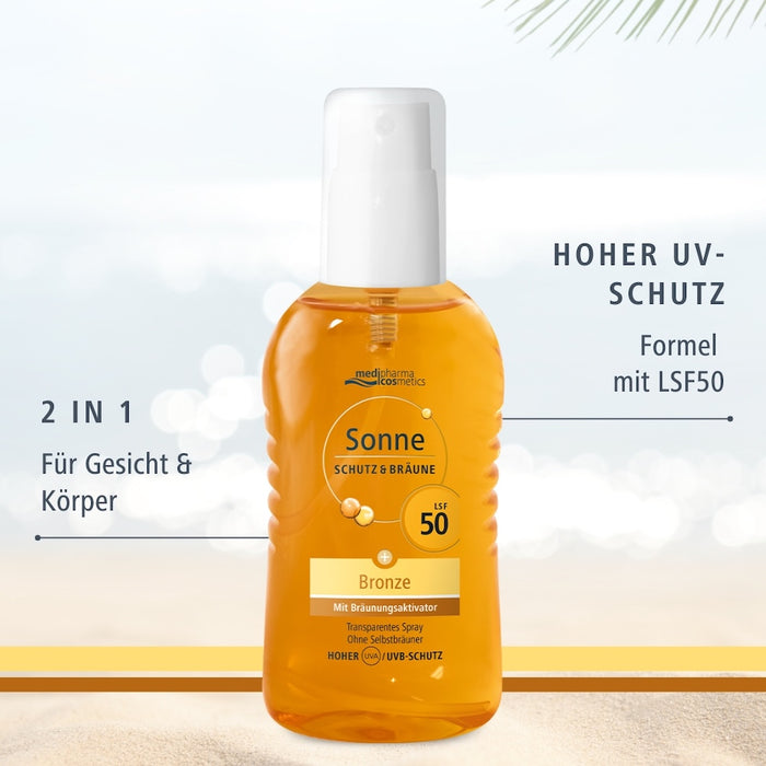 Medipharma Cosmetics Sonne Schutz & Bräune LSF 50 transparentes Spray, 200 ml Solution
