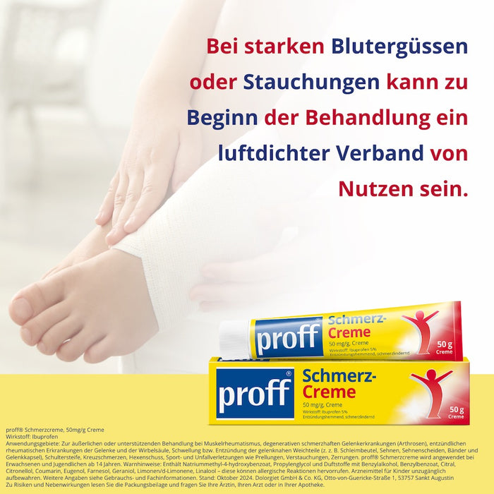 proff Schmerzcreme mit Ibuprofen – zur äußerlichen Behandlung von Muskel-, Gelenk- und Rückenschmerzen bei rheumatischen Erkrankungen oder nach Sport- und Unfallverletzungen, 50 g Creme