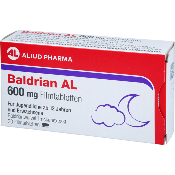 ALIUD PHARMA Baldrian AL 600 mg Filmtabletten zur Linderung von leichter nervöser Anspannung und Schlafstörungen, 30 St. Tabletten