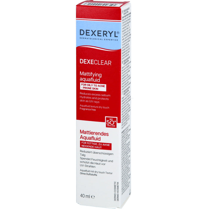 DEXECLEAR mattierendes Aquafluid SPF 50+ bei unreiner Haut, Pickeln und zu Akne neigende Haut, 40 ml Cream