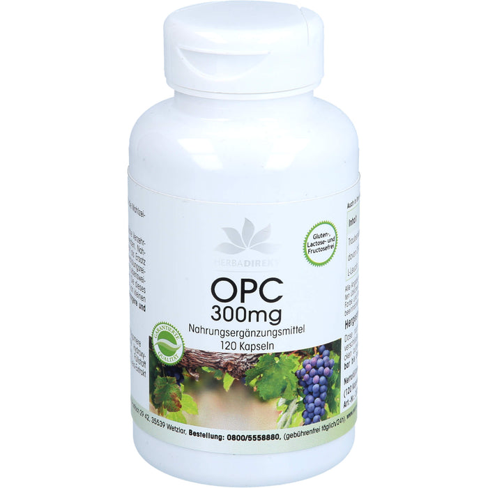 HERBADIREKT OPC 300 mg Kapseln aus Traubenkern-Extrakt, 120 St. Kapseln