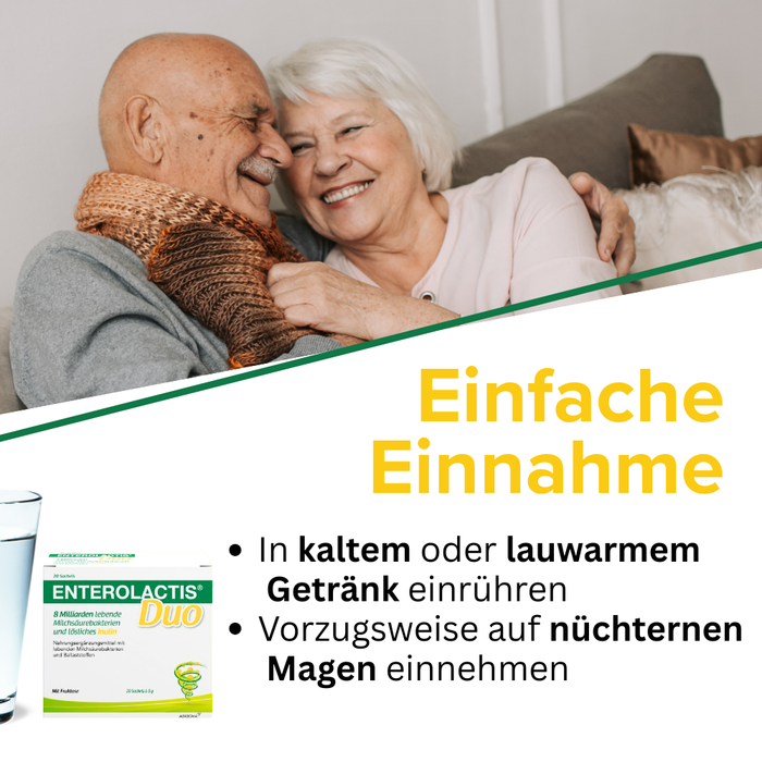 Enterolactis Duo - natürliche Versorgung der Darmflora und des Darmmikrobioms mit L. Casei DG & Inulin - laktosefrei & glutenfrei, 20 pc Sachets