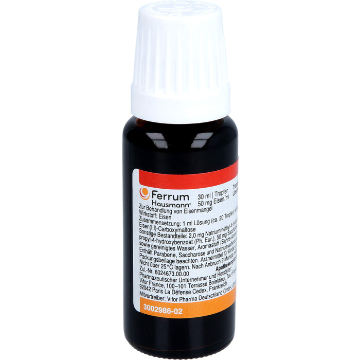 Ferrum Hausmann Tropfen zur Behandlung von Eisenmangel, 30 ml Solution
