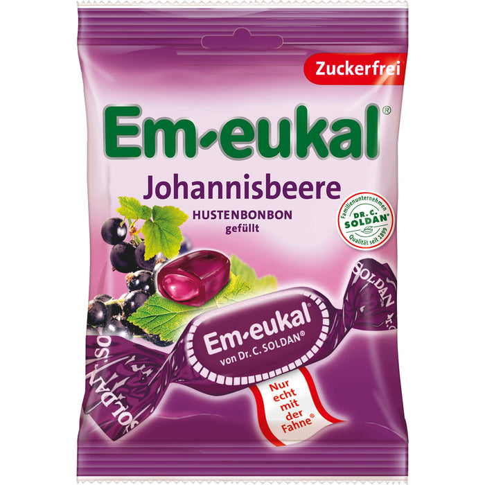 Em-eukal Johannisbeere Hustenbonbons gefüllt zuckerfrei, 75 g Bonbons