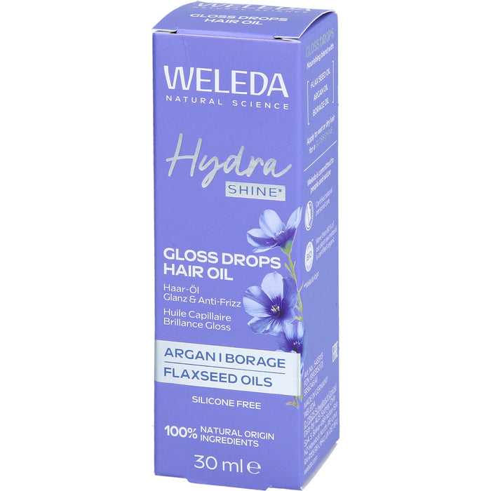 WELEDA Hydra Shine Gloss Drops Haar-Öl für Glanz und Geschmeidigkeit, 30 ml Öl