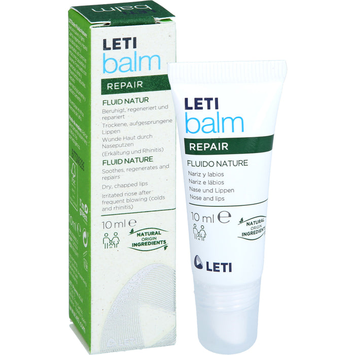 LETI balm Fluid Natur - Schützender Nasen- und Lippenbalsam bei trockener und rissiger Haut mit natürlichen Inhaltsstoffen, 10 ml Cream