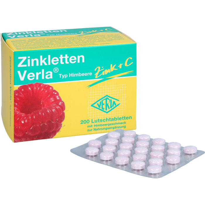 Zinkletten Verla Lutschtabletten mit Himbeergeschmack, 200 St. Tabletten