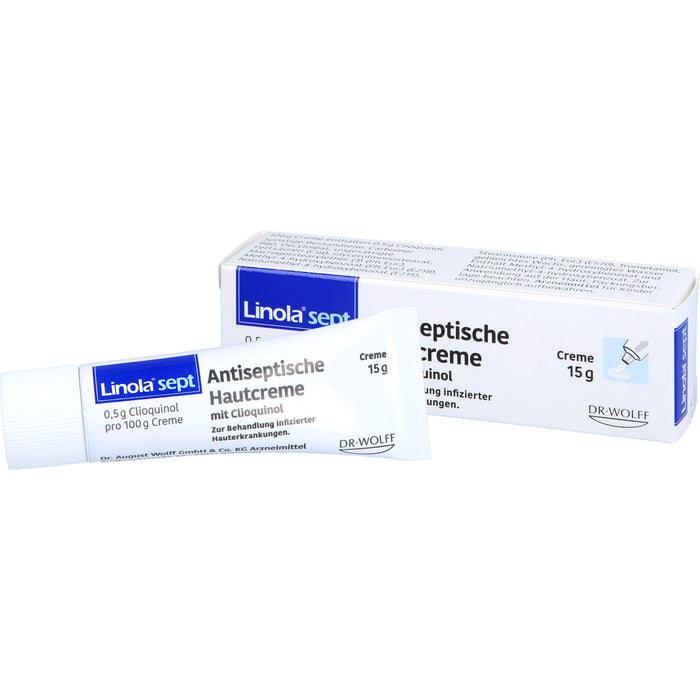 Linola sept Antiseptische Hautcreme mit Clioquinol Wundcreme bei abgeschürfter, entzündeter oder eitriger Haut, 15 g Crème