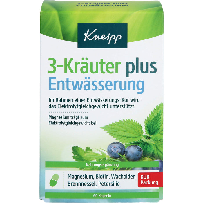 Kneipp 3-Kräuter plus Entwässerung Kapseln im Rahmen einer Entwässerungs-Kur, 60 St. Kapseln
