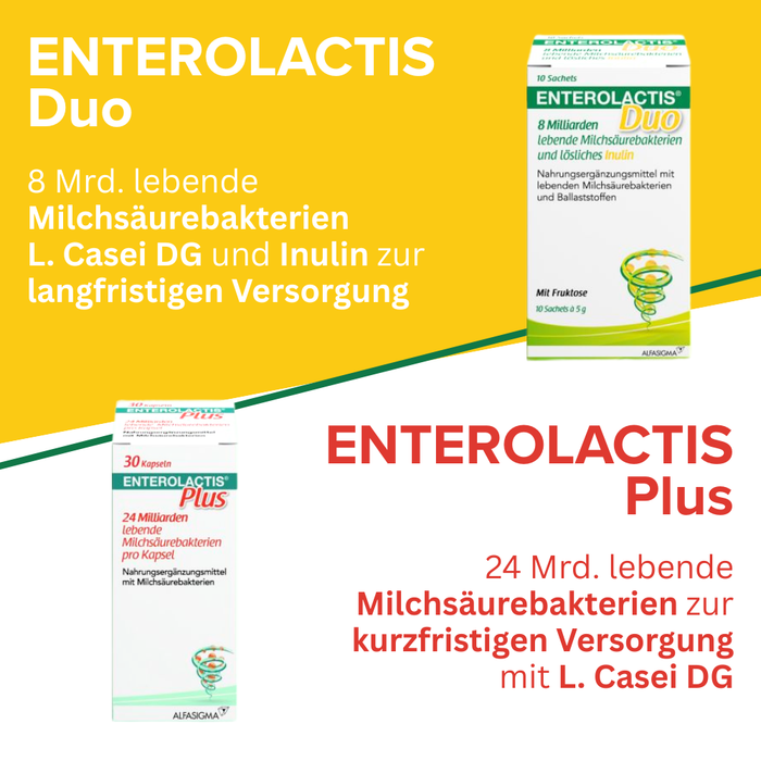 Enterolactis Duo - natürliche Versorgung der Darmflora und des Darmmikrobioms mit L. Casei DG & Inulin - laktosefrei & glutenfrei, 10 pcs. Sachets
