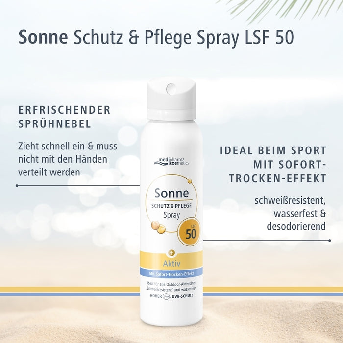 Medipharma Cosmetics Sonne Schutz & Pflege Spray LSF 50 mit Sofort-Trocken-Effekt, 150 ml Solution