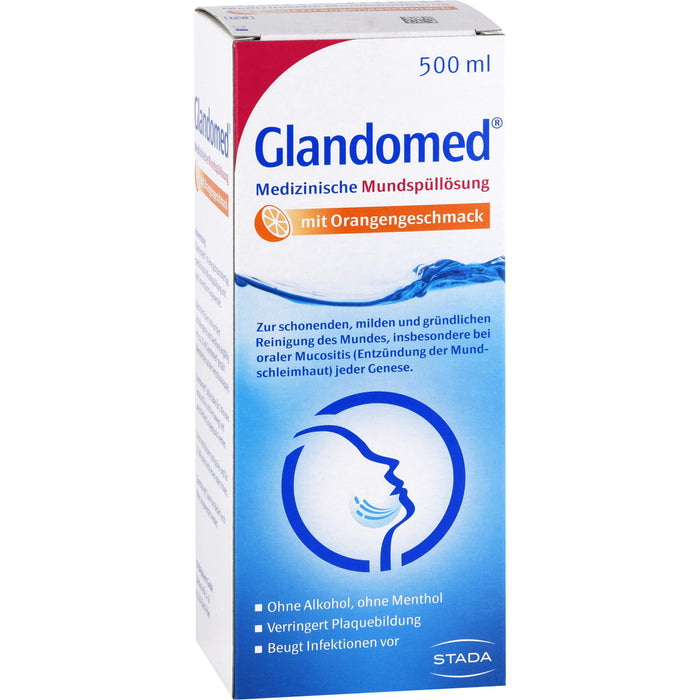 Glandomed medizinische Mundspüllösung mit Orangengeschmack, 500 ml Lösung