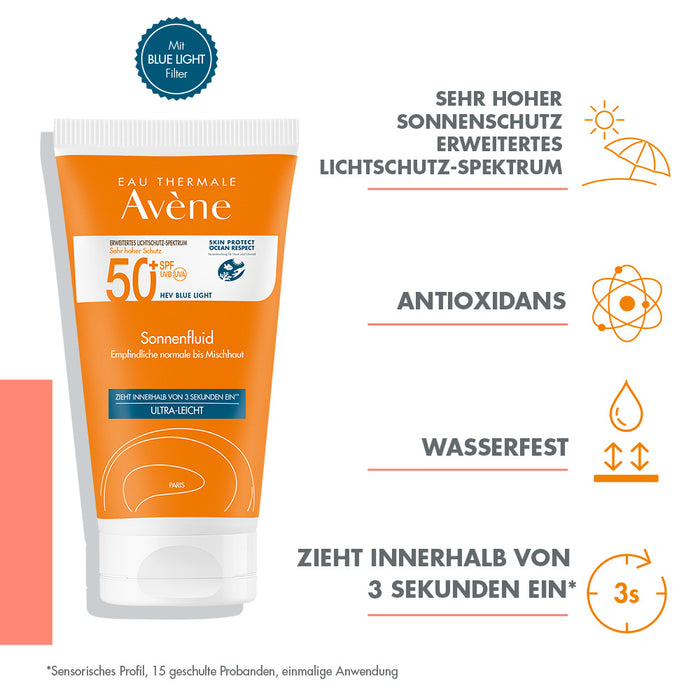 Avène Sonnenfluid SPF 50+ ultra leicht für empfindliche Haut, 50 ml Cream