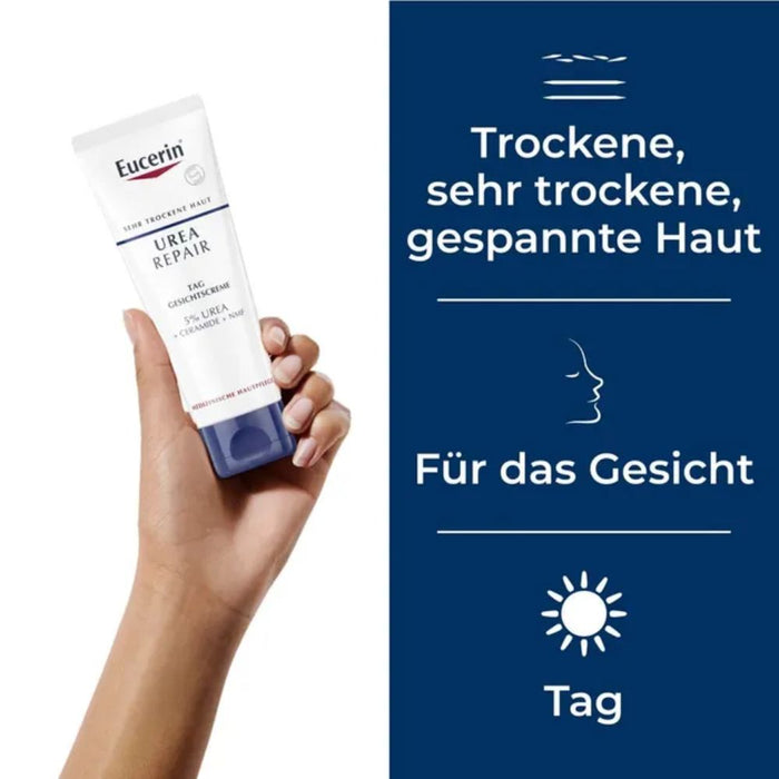 Eucerin Urea Repair Tag Gesichtscreme für sehr trockene Haut, 50 ml Creme
