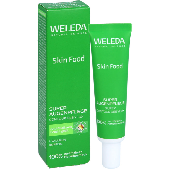WELEDA Skin Food Super Augenpflege Creme mit Koffein und Hyaluronsäure, reduziert Augenringe und Schwellungen, 12 ml Creme