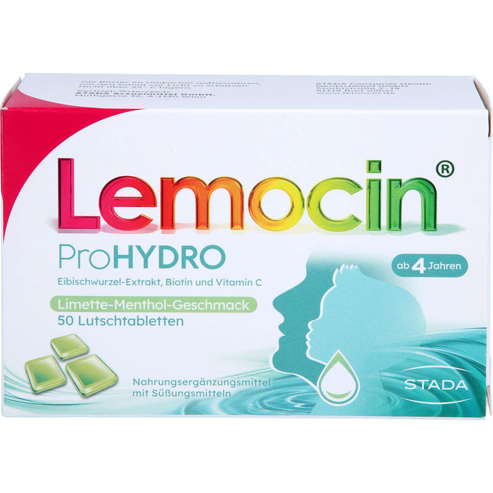 Lemocin ProHydro Lutschtabletten mit Limetten-Menthol-Geschmack zur Beruhigung und Befeuchtung von Hals und Rachen, 50 St. Tabletten
