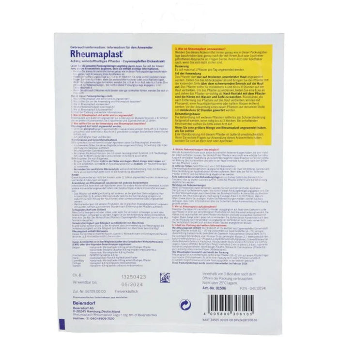 Rheumaplast 4,8mg Wirkstoffhaltiges Pflaster, 2 pc Pansement
