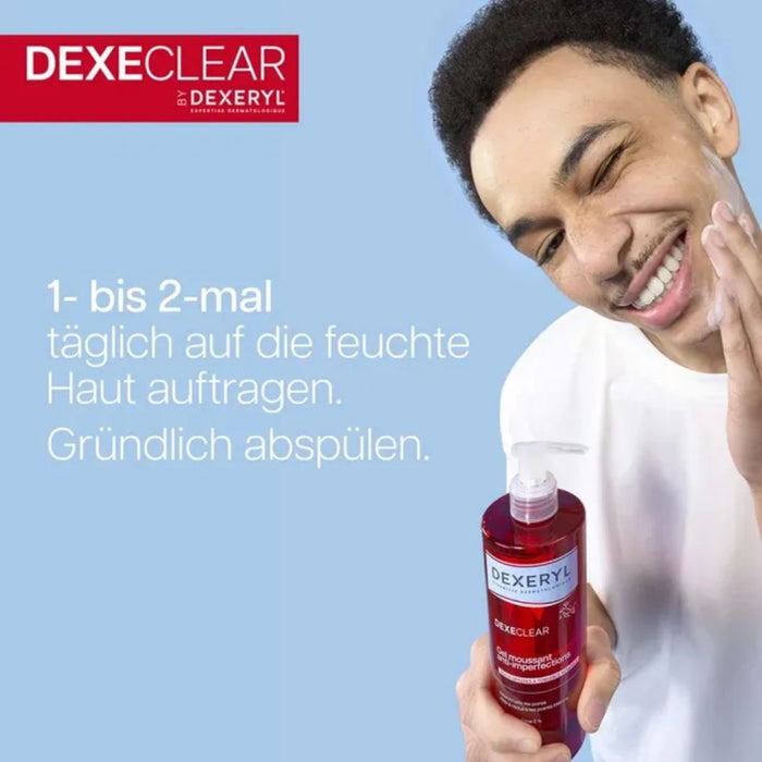DEXECLEAR schäumendes Reinigungsgel bei unreiner Haut, 200 ml Gel