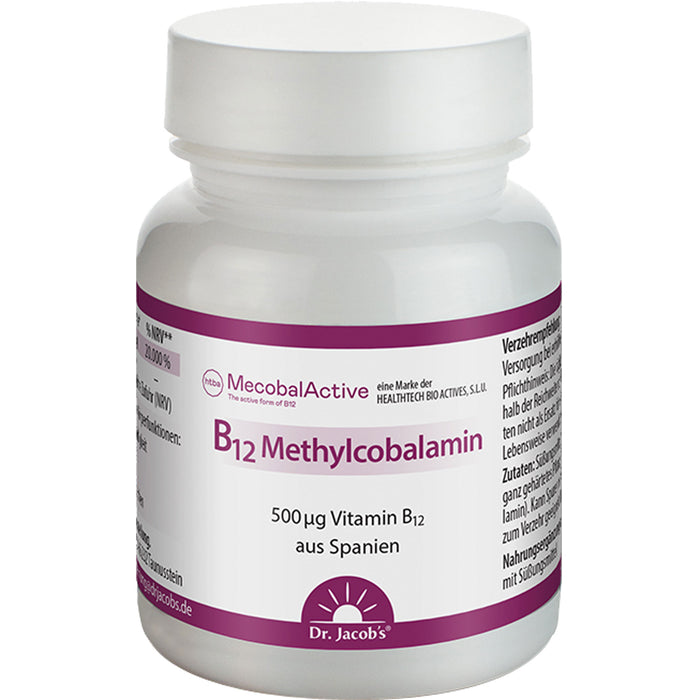 Dr. Jacob's Vitamin B12 Methylcobalamin 500 mcg hochdosiert Lutschtabletten, 60 St. Tabletten