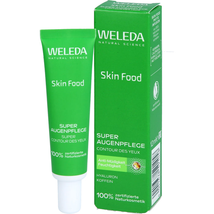 WELEDA Skin Food Super Augenpflege Creme mit Koffein und Hyaluronsäure, reduziert Augenringe und Schwellungen, 12 ml Cream
