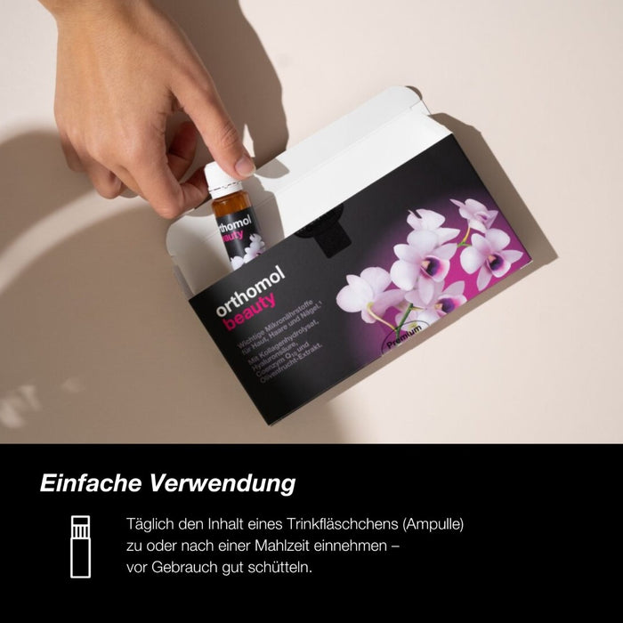 Orthomol Beauty für Frauen - Mikronährstoffe für Haut, Haare und Nägel - mit Hyaluronsäure, Kollagen und Coenzym Q10, 7 ml Tagesportionen
