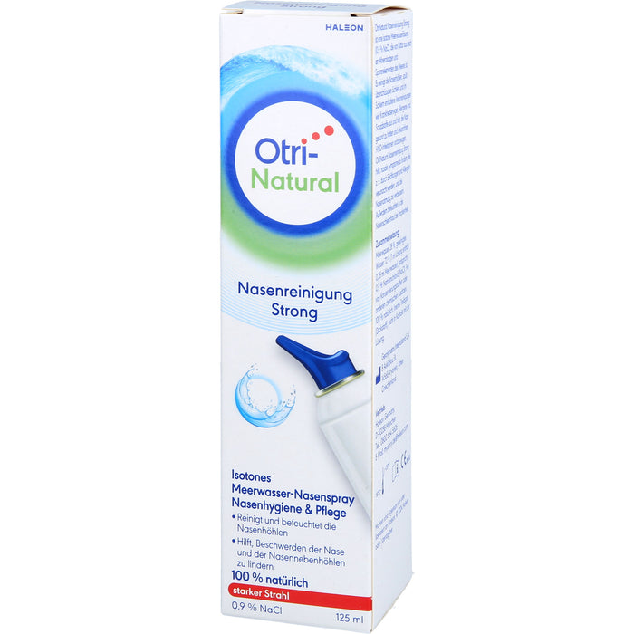 OtriNatural Nasenreinigung Strong isotones Meerwasser Nasenspray mit starkem Strahl, 125 ml Lösung
