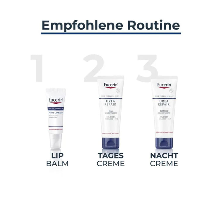Eucerin Acute Lip Balm heilungsfördernder Lippenbalsam für trockene, rissige und aufgesprungene Lippen, 10 ml Crème