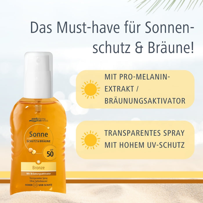 Medipharma Cosmetics Sonne Schutz & Bräune LSF 50 transparentes Spray, 200 ml Solution