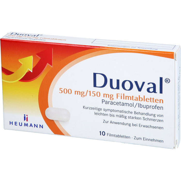Duoval 500 mg Paracetamol / 150 mg Ibuprofen Filmtabletten, 10 pc Tablettes