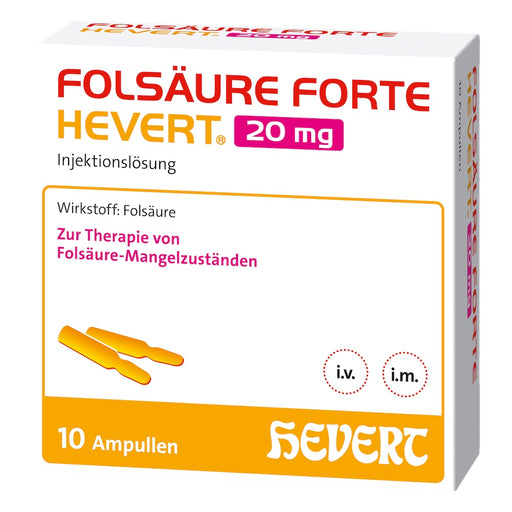 Folsäure forte Hevert 20 mg Lösung, 10 St. Ampullen