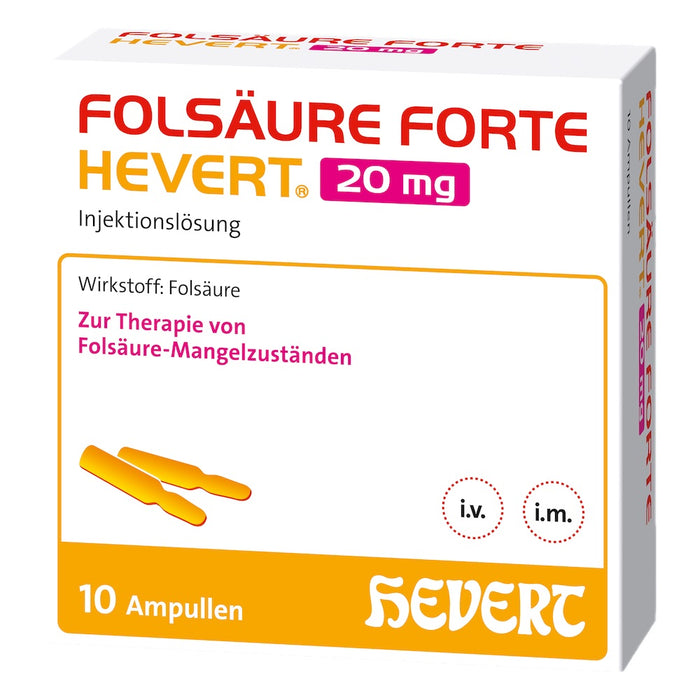 Folsäure forte Hevert 20 mg Lösung, 10 St. Ampullen