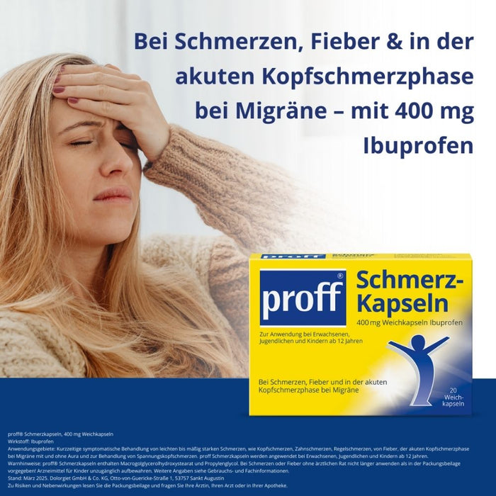proff Schmerzkapseln 400 mg Weichkapseln bei leichten bis mäßig starken Schmerzen, 20 pcs. Capsules