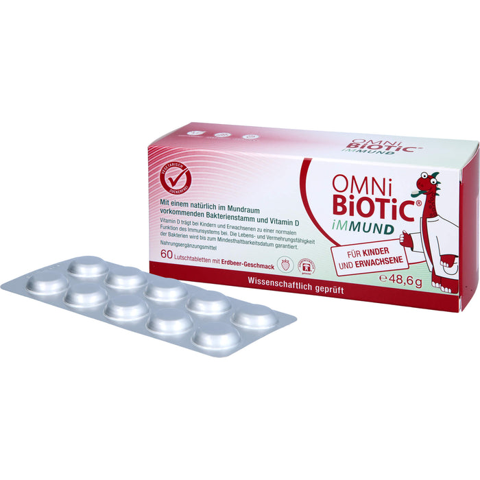 OMNi-BiOTiC iMMUND Lutschtabletten mit Erdbeergeschmack für Kinder und Erwachsene, 60 pcs. Tablets